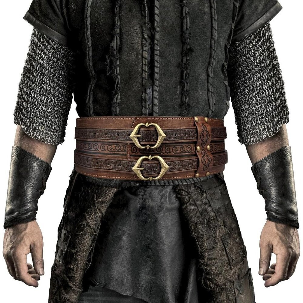 Men's Brown Medieval Faux Leather Armor Belt Knight Corset Belt LARP Halloween